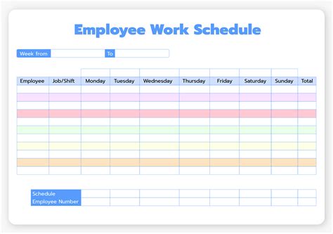 Printable Work Schedule Template